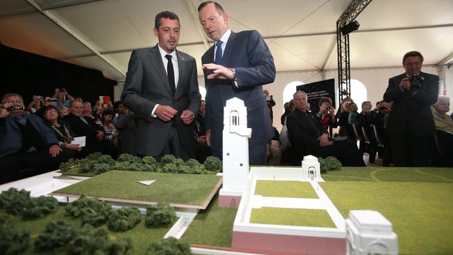 Prime Minister Tony Abbott at the unveiling of the Sir John Monash Centre Design at the Australian National Memorial, Villers-Bretoneux. Picture: Brad Hunter / Office of the Prime Minister