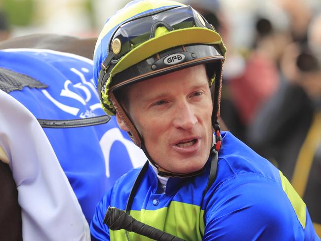 MELBOURNE, AUSTRALIA - OCTOBER 26: Mark Zahra on Ideas Man returns to scale after winning race 1 the Inglis Banner during Cox Plate Day at Moonee Valley Racecourse on October 26, 2019 in Melbourne, Australia. (Photo by Mark Evans/Getty Images)