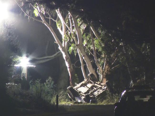 Their car veered off the road and crashed into an embankment. Picture: TNV