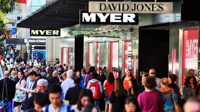 Shoppers outside the Melbourne Myer store. Aaron Francis/The Australian