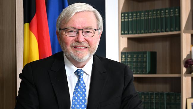 Kevin Rudd at his Brisbane office on Tuesday after being named as the next Australian ambassador to Washington. Picture: AAP