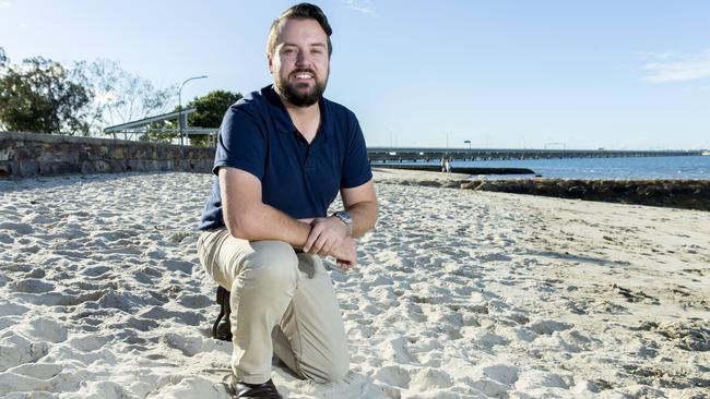 Cr Jared Cassidy supports the speed limit reduction along Flinders Pde. Picture: AAP/Richard Walker