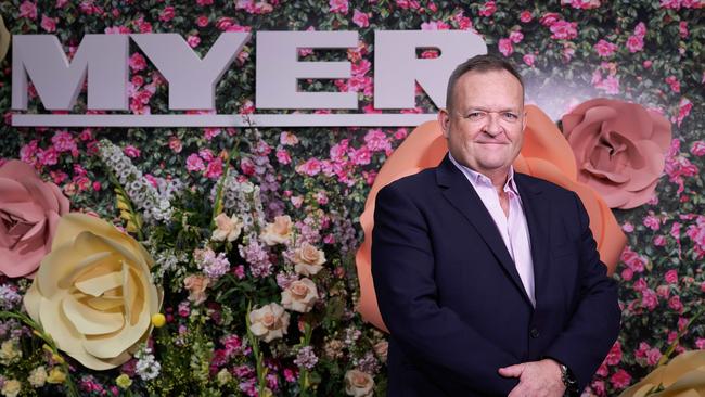 Myer CEO John King says the chain is on track to almost double its pre-tax earnings in 2021. Picture: Stefan Postles