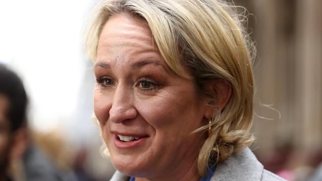 Lawyer Lisa Flynn, who is representing the family of one of George Pell's victims, talks to the media after the Victorian Supreme Court dismissed Pell’s appeal following his conviction for child sexual assault. Picture: Robert Cianflone/Getty