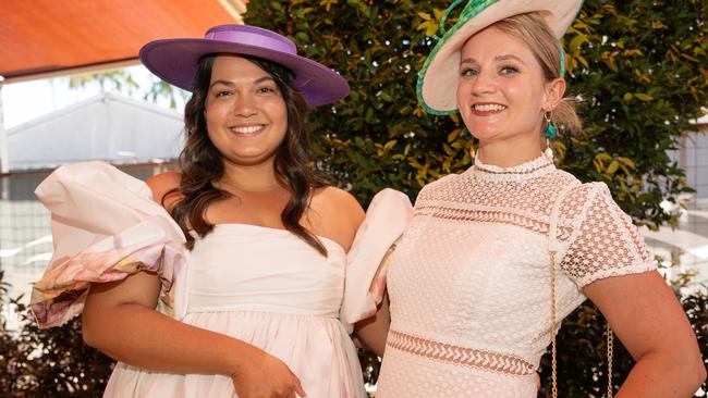 Gayle Caddy and Ash Ward at the 2023 Darwin Cup Carnival Ladies Day. Picture: Pema Tamang Pakhrin