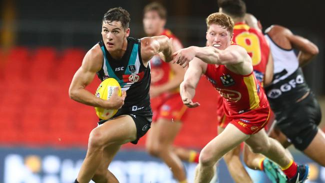 Connor Rozee in action in round one. Picture: Chris Hyde/Getty Images.