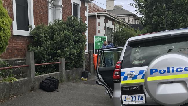 Tasmania Police at the scene of a suspicious death in Wellington Street, Launceston. Picture: Helen Kempton