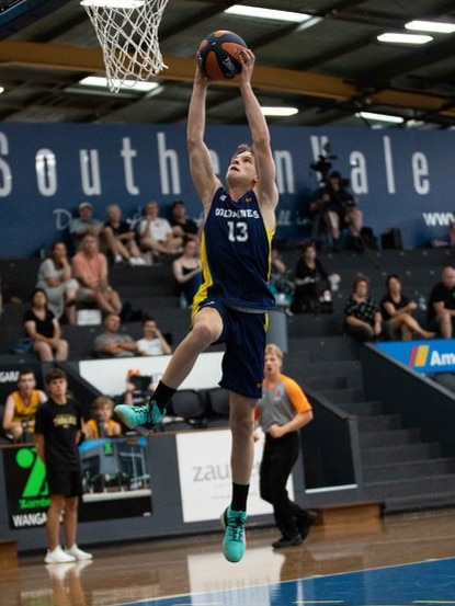 Hugh Buckby playing at the Australian Country Junior Basketball Cup in Albury. Picture: Sam Buckby.