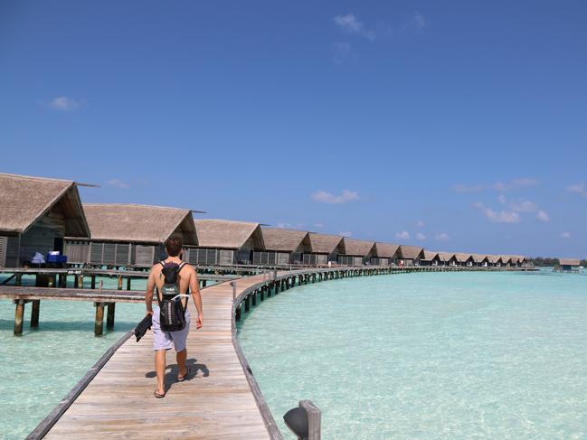 ESCAPE: MALDIVES VISIT NOW  ..  Celeste Mitchell story  ..   Heading out for a snorkel on the house reef at COMO Cocoa Island.    Picture: Celeste Mitchell