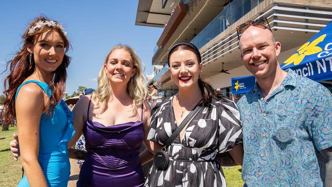 Jacinta Wishart, Nikita Ryan, Payge Conway and Digby Frewen at the 2023 Darwin Cup. Picture: Pema Tamang Pakhrin