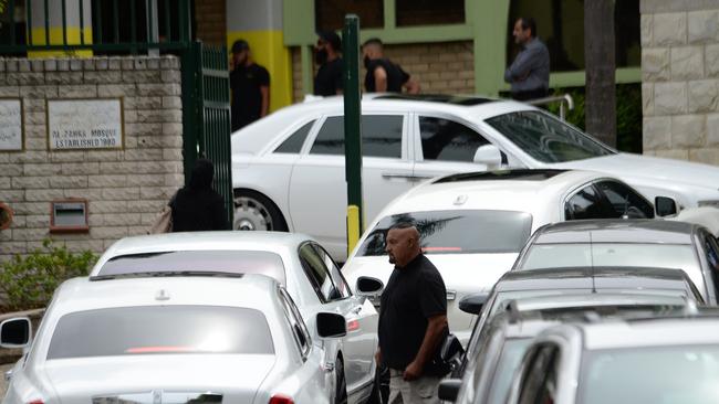 Luxury cars arrive at the Al Zahra Mosque. Picture: Jeremy Piper