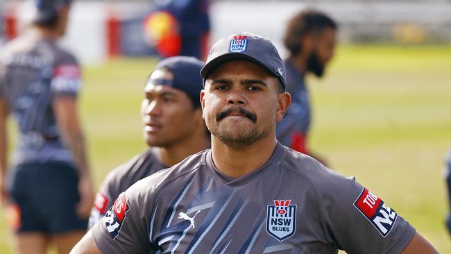 Latrell Mitchell didn’t take part in Wednesday’s main media session and is in doubt to be fit for next week’s must win Origin match. Picture: Sam Ruttyn