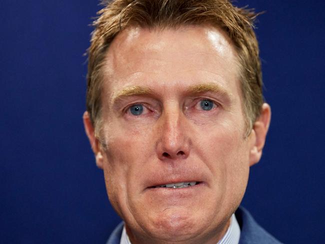 EMBARGO FOR TWAM 18 DEC 2021. FEES MAY APPLY. Australia's attorney general Christian Porter speaks during a press conference in Perth on March 3, 2021, after he outed himself as the unnamed cabinet minister accused of raping a 16-year-old girl. (Photo by Stefan Gosatti / AFP)