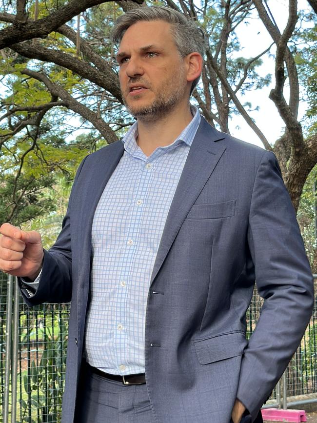 Greens MP Michael Berkman at the rally at Parliament House.