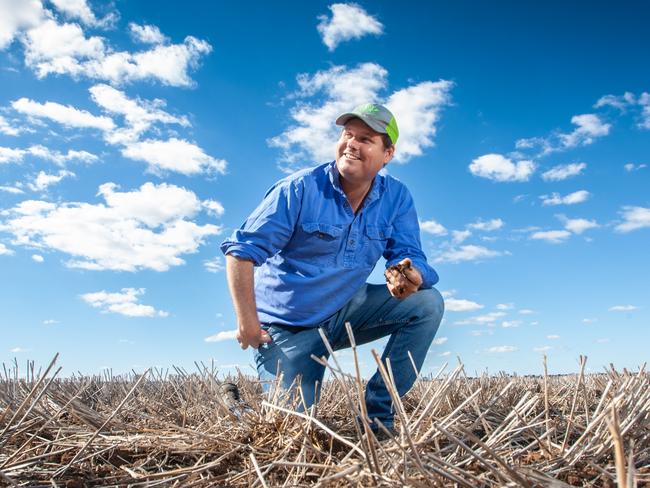 Graingrower Nigel Corish at Woodland, a 3600hectare property 370km west of Brisbane. 19th May 2023. pic David Martinelli (Contact Nigel - 0409904500).