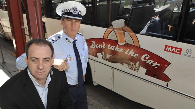 Ben Tuffnell in 2009, when he was with the Motor Accident Commission, with SA Police Superintendent Mark Fairney launching an anti-drink driving campaign.