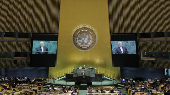 Delegates listen to Prime Minister Scott Morrison at the 74th session of the United Nations General Assembly. Picture: Lucas Jackson/Reuters