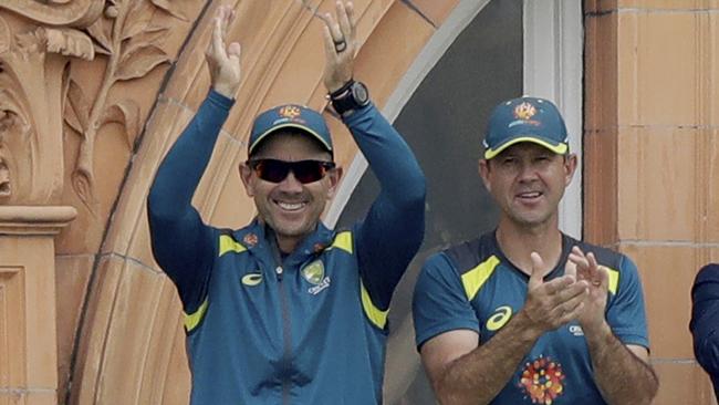 Ricky Ponting (R) is expected to help Justin Langer and selectors pick the squad. Picture: AP