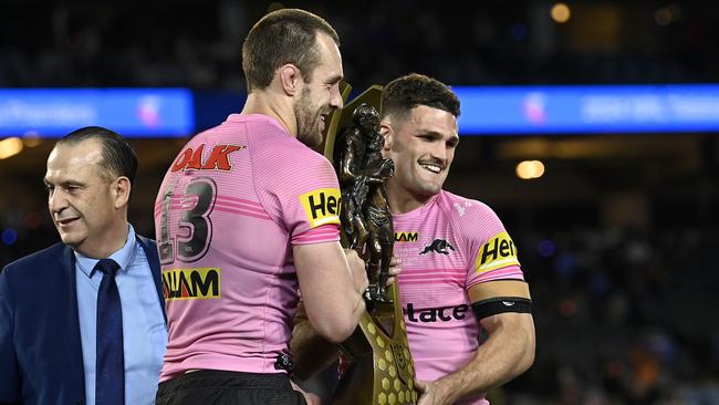 NRL 2024 GF Melbourne Storm v Penrith Panthers - Nathan Cleary Isaah Yeo, celeb. Picture: NRL Photos