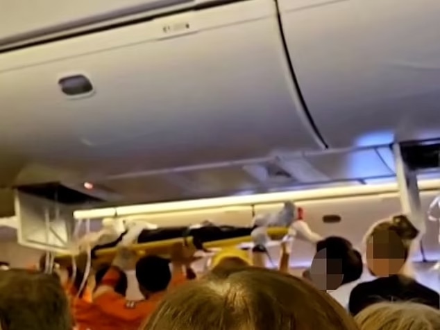 Images from inside Singapore Airlines flight SQ321. The flight from London Heathrow was forced to divert to Bangkok after experiencing severe turbulence while entering airspace in the region. Twitter