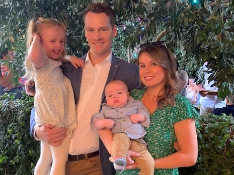 Melbourne couple Matt and Jaimee Flemming with daughter Audrey, 2, and son Spencer, 4 months, use points to save money on flights and accommodation. Picture: Supplied