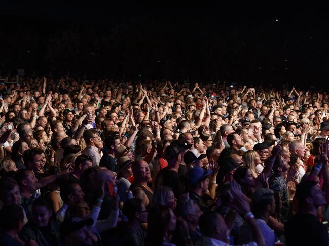 The crowd - estimated to be 10,000-plus - for Saturday night's GC600 concert at Broadwater Parklands, with Live, Foreigner and Sheppard on the bill Picutre: MARK HORSBURGH