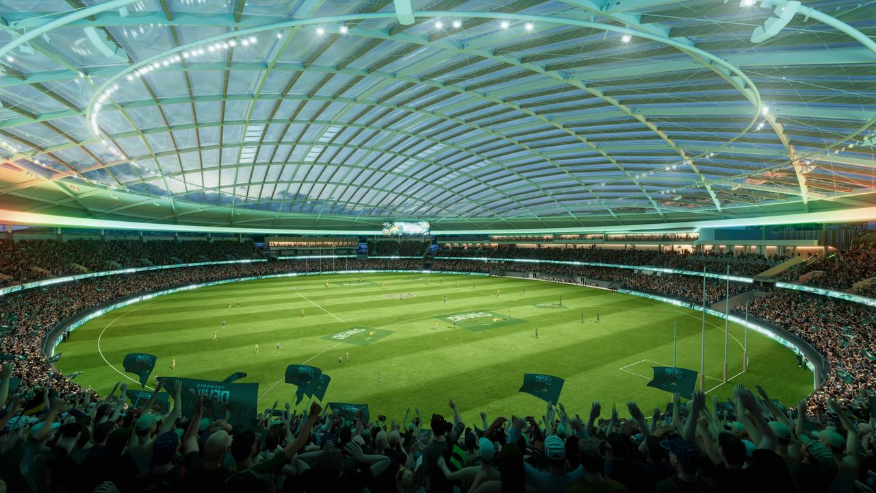 New renders of the proposed Macquarie Point stadium, home of the Tasmanian Devils.