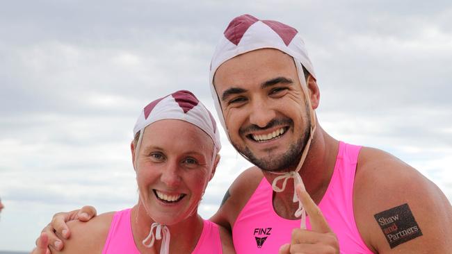 Riley Fitzsimmons and Danielle McKenzie after the mixed ski.