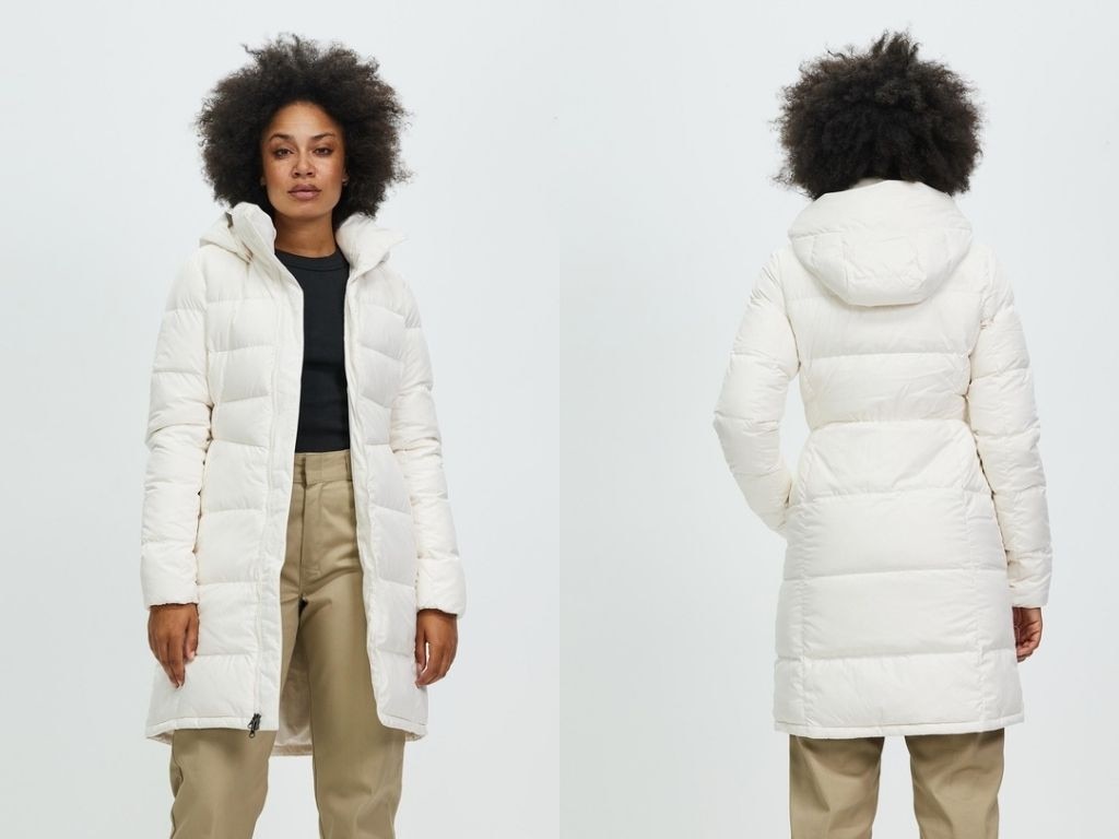 This long puffer from The North Face is designed to keep you warm.