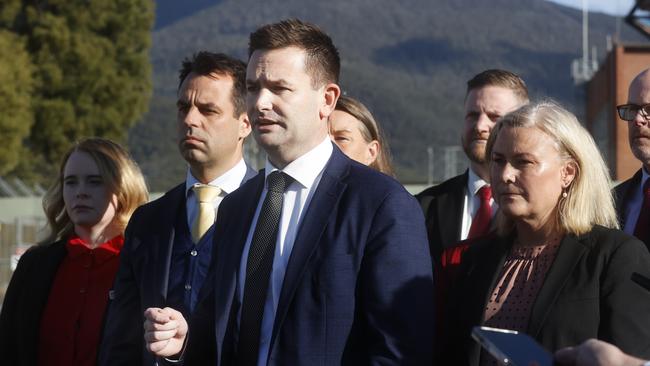 Labor leader Dean Winter at Glenorchy in relation to the no confidence motion against the Premier Jeremy Rockliff. Picture: Nikki Davis-Jones