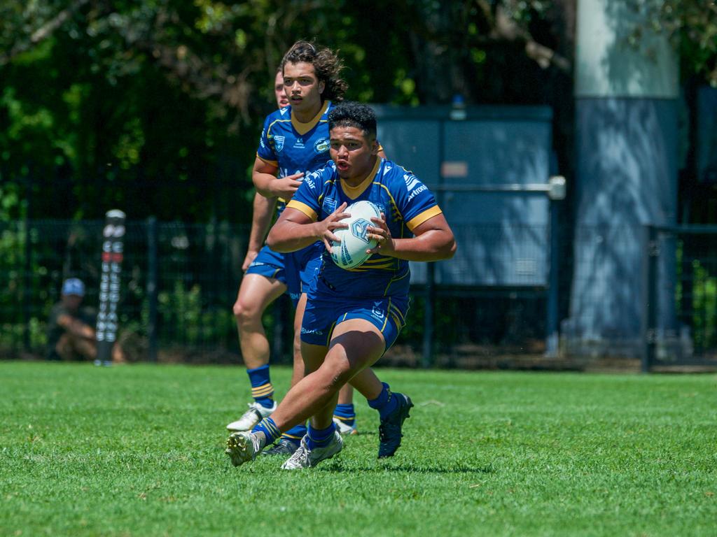 Ocean Vaivela on the charge for Parramatta. Picture: Thomas Lisson