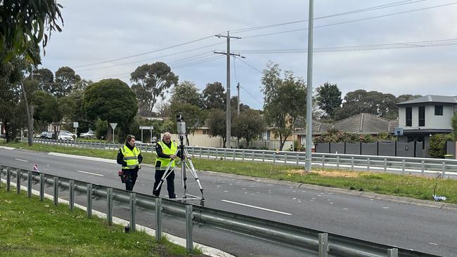 Major Collision unit detectives probe the scene. Picture: Erin Constable