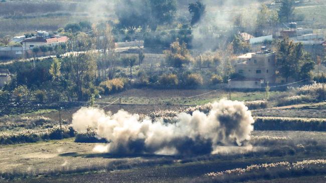 Smoke rises during Israeli shelling in southern Lebanon's plain of Marjayoun, days after a ceasefire between Israel and Hezbollah took effect.