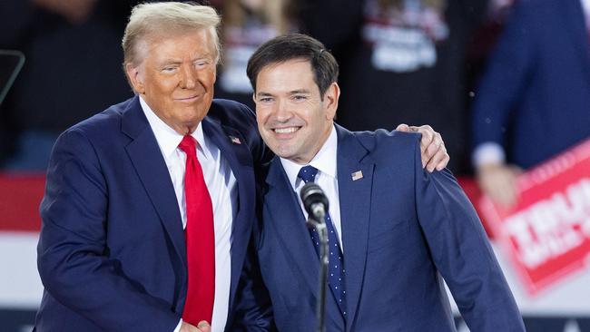 Donald Trump with Marco Rubio at a campaign rally. Picture: AFP.