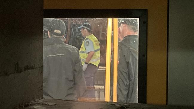 Police stopped the group of about 61 men at North Sydney station. Picture: Supplied / X (@JaseAURunner