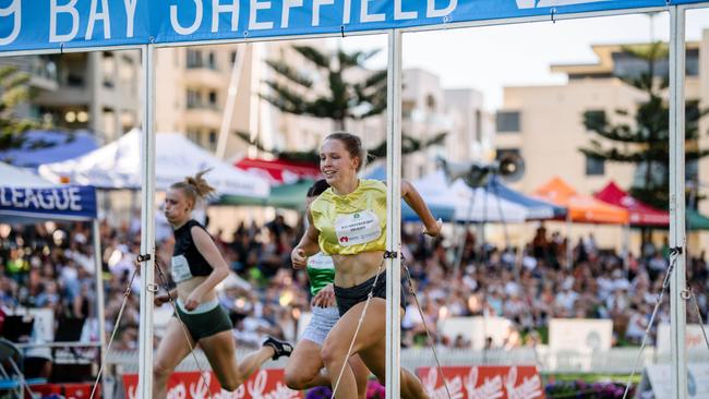 Helena Schwerdt wins 1st place at the Women's Bay Sheffield at Colley Reserve in Adelaide, Saturday, December 28 , 2019. (AAP Image/ Morgan Sette)