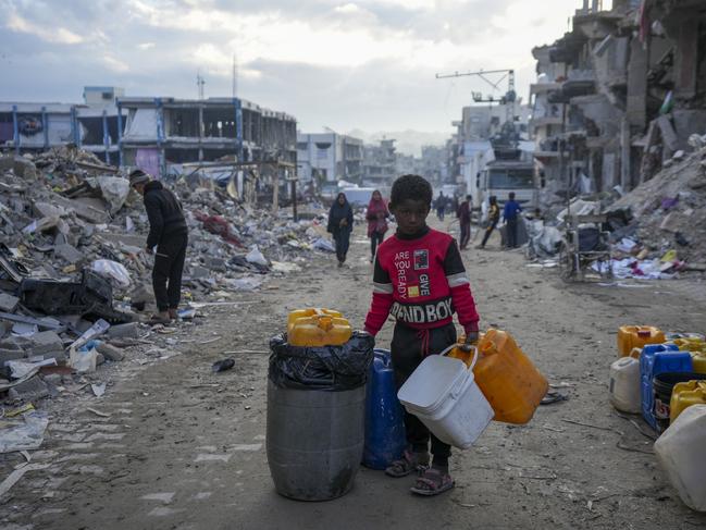 A young Palestinian child amid the destruction in Jabaliya, Gaza Strip. Picture: AP