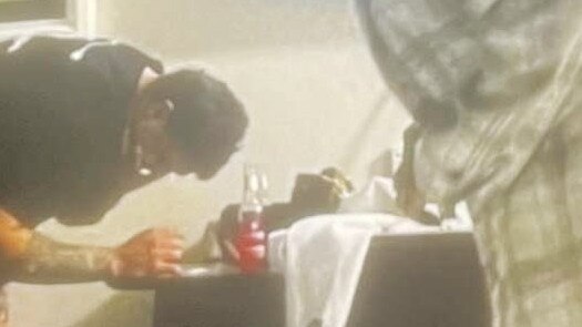 A supplied image that alleges to show NRL Star Latrell Mitchell with a white powder substance. Picture: Supplied