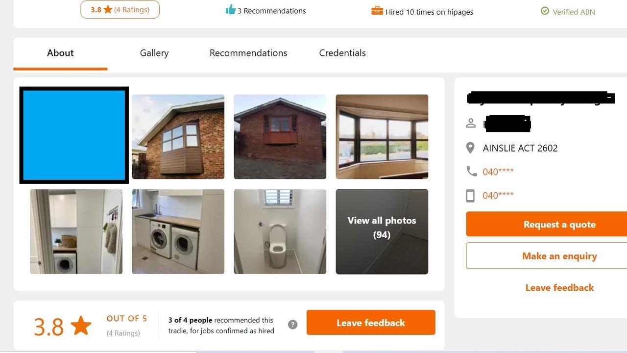 The tradie listing before it was removed. Picture: Screenshot