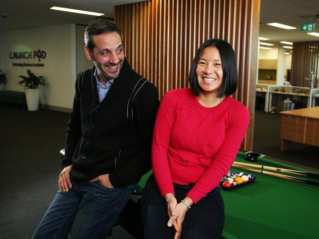 Pynx founder Juan Pereyra and business development manager Pamela Sue who works from "Business Incubator" Launch Pad offices in Kingswood, Western Sydney. Picture: Tim Hunter.