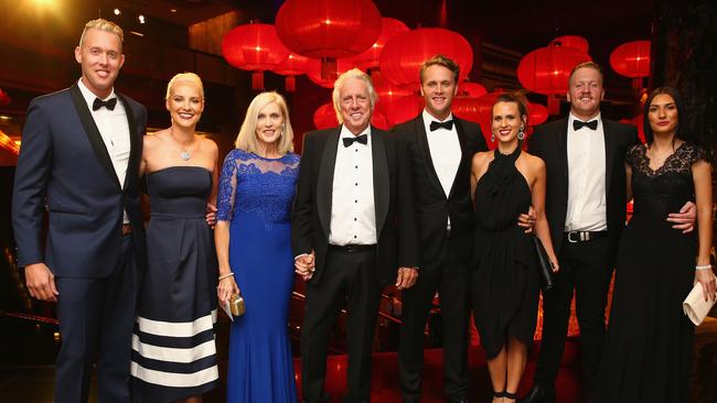 Jeff Thomson arrives at the Allan Border Medal with his family.