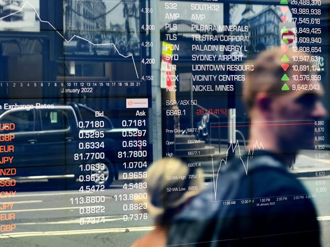 SYDNEY, AUSTRALIA - NewsWire Photos January 24, 2022: Stock market board at the Australian Stock Exchange Sydney.Picture: NCA NewsWire / Jeremy Piper