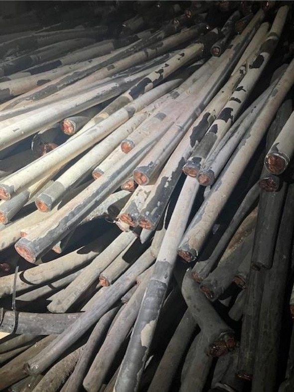 The lead transmission cables shown here were torn out and handled by workers at AGL's Torrens Island Power Station without protective clothing. Picture: Supplied