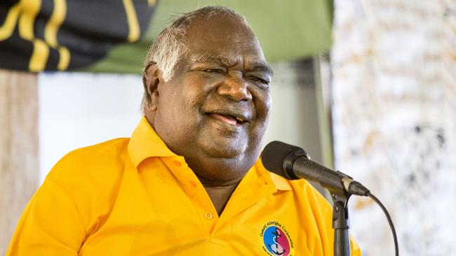 Yunupingu speaking at Garma in 2019. Picture: Melanie Faith Dove