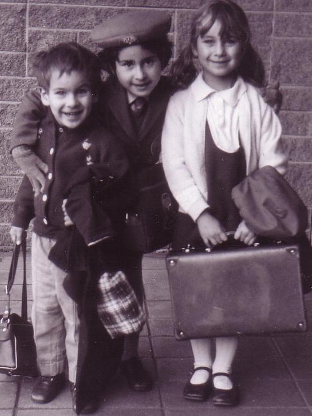 Peter Alexander (left) on his first day of school.