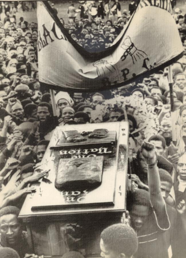 The funeral of activist Steve Biko in King William’s Town, South Africa, in September 1977.