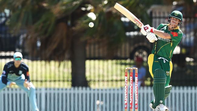 David Warner, seen here batting against Sutherland last month. scored 76 from 51 balls on Sunday to help Randwick Petersham demolish UNSW at the Kingsgrove Sports T20 Cup. Picture: Mark Metcalfe