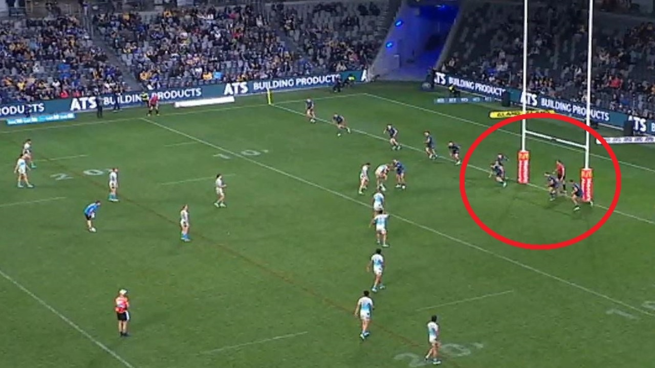 Eels players were offside on the replay.