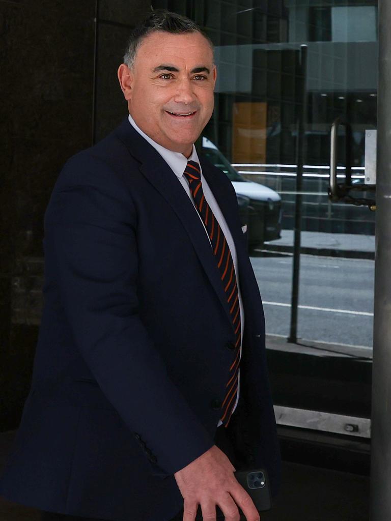 Former Deputy Premier John Barilaro on a break after giving evidence at ICAC in Sydney. Picture: NCA NewsWire / Dylan Coker