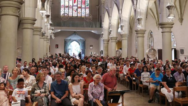 Queenslanders attending a service at Cathedral of St Stephen. Picture: Liam Kidston.